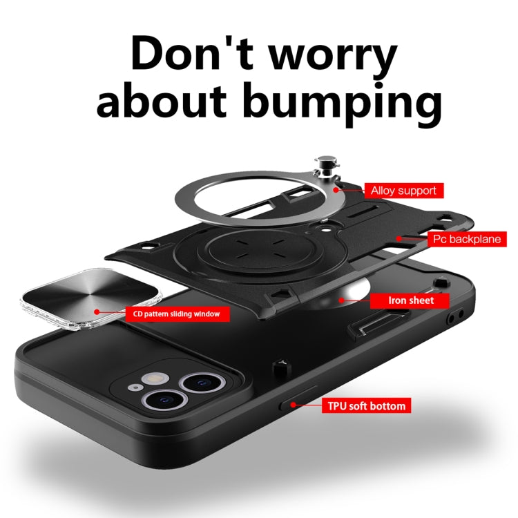 For iPhone 12 CD Texture Sliding Camshield Magnetic Holder Phone Case(Black) - free shipping - PMC TechLife - Order now!