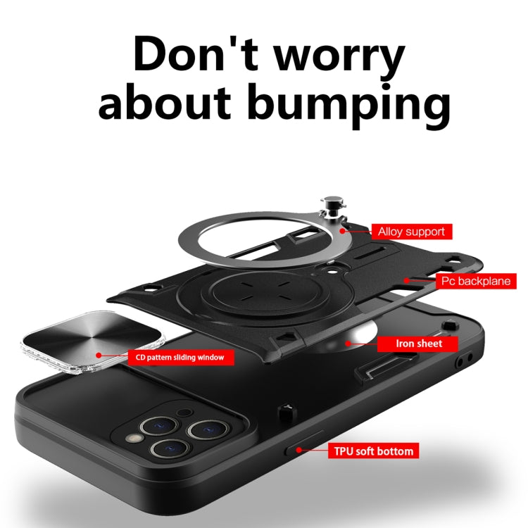 For iPhone 11 Pro Max CD Texture Sliding Camshield Magnetic Holder Phone Case(Blue) - free shipping - PMC TechLife - Order now!