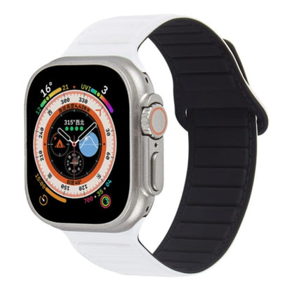 For Apple Watch 6 44mm Loop Magnetic Silicone Watch Band(White Black) - Watch Bands by PMC Jewellery | Online Shopping South Africa | PMC Jewellery