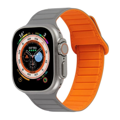 For Apple Watch 5 40mm Loop Magnetic Silicone Watch Band(Grey Orange) - Watch Bands by PMC Jewellery | Online Shopping South Africa | PMC Jewellery