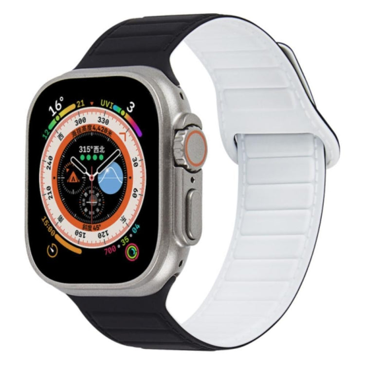 For Apple Watch 4 40mm Loop Magnetic Silicone Watch Band(Black White) - Watch Bands by PMC Jewellery | Online Shopping South Africa | PMC Jewellery