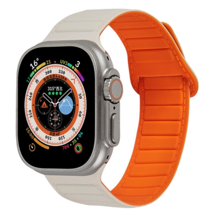 For Apple Watch 42mm Loop Magnetic Silicone Watch Band(Starlight Orange) - Watch Bands by PMC Jewellery | Online Shopping South Africa | PMC Jewellery