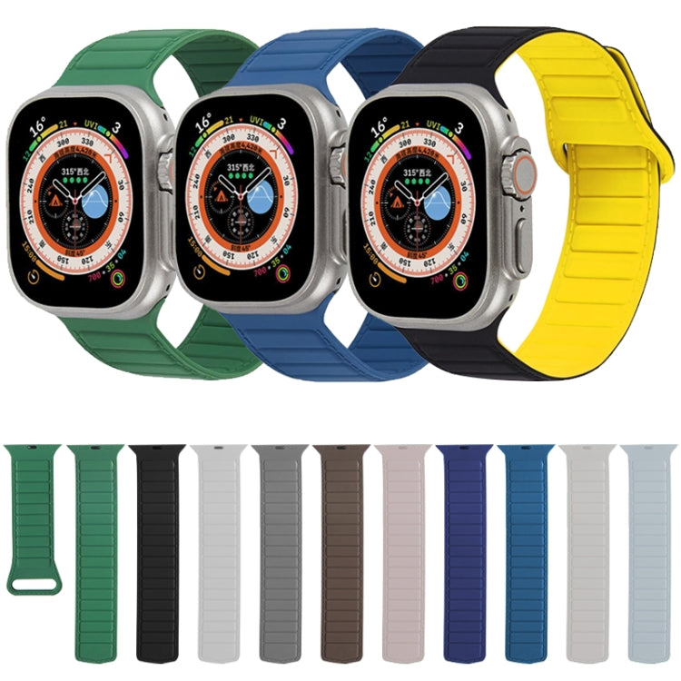 For Apple Watch 7 41mm Loop Magnetic Silicone Watch Band(Grey Orange) - Watch Bands by PMC Jewellery | Online Shopping South Africa | PMC Jewellery