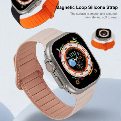 For Apple Watch SE 44mm Loop Magnetic Silicone Watch Band(Grey Orange) - Watch Bands by PMC Jewellery | Online Shopping South Africa | PMC Jewellery