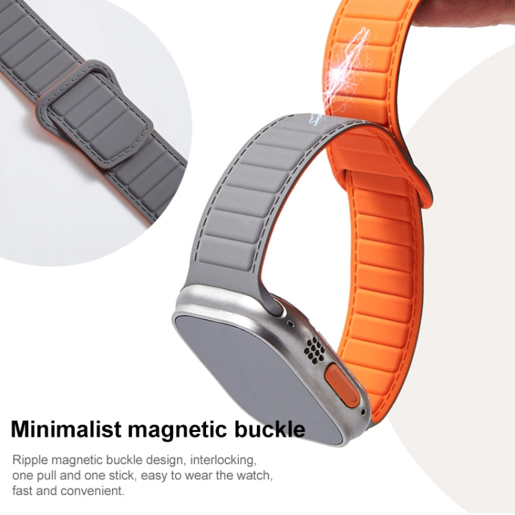 For Apple Watch 8 41mm Loop Magnetic Silicone Watch Band(White Black) - Watch Bands by PMC TechLife | Online Shopping South Africa | PMC TechLife