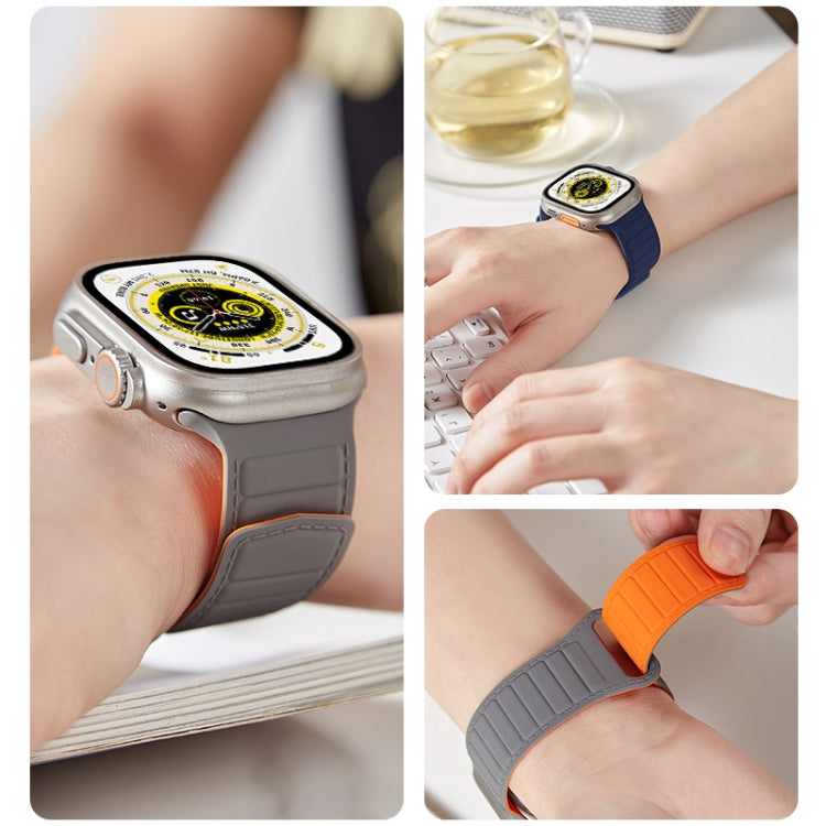 For Apple Watch 7 45mm Loop Magnetic Silicone Watch Band(Black White) - Watch Bands by PMC TechLife | Online Shopping South Africa | PMC TechLife