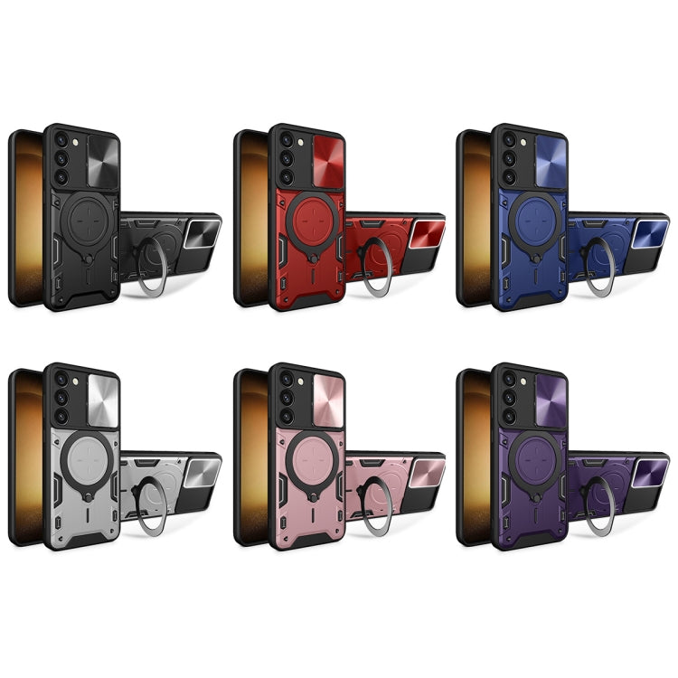 For Samsung Galaxy S23 5G CD Texture Sliding Camshield Magnetic Holder Phone Case(Red) - free shipping - PMC TechLife - Order now!