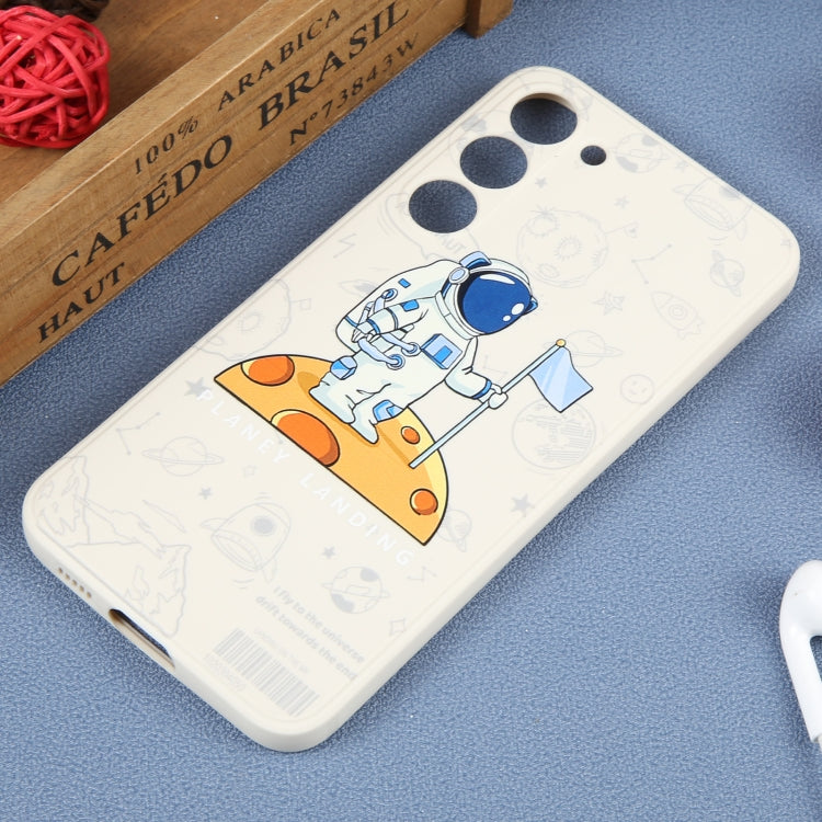 For Samsung Galaxy A50 Astronaut Pattern Silicone Straight Edge Phone Case(Planet Landing-White) - free shipping - PMC TechLife - Order now!