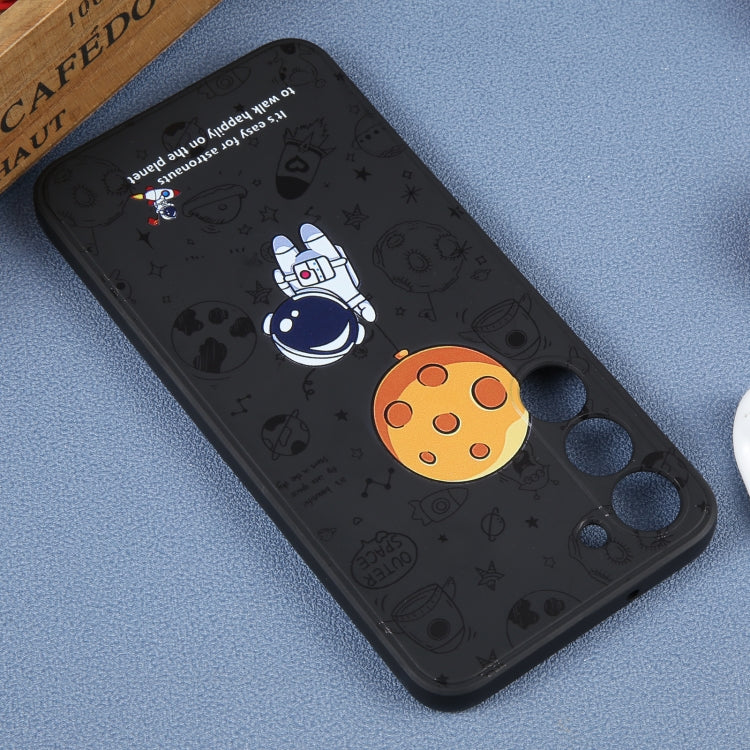 For Samsung Galaxy A32 4G Astronaut Pattern Silicone Straight Edge Phone Case(Planet Landing-Black) - free shipping - PMC TechLife - Order now!