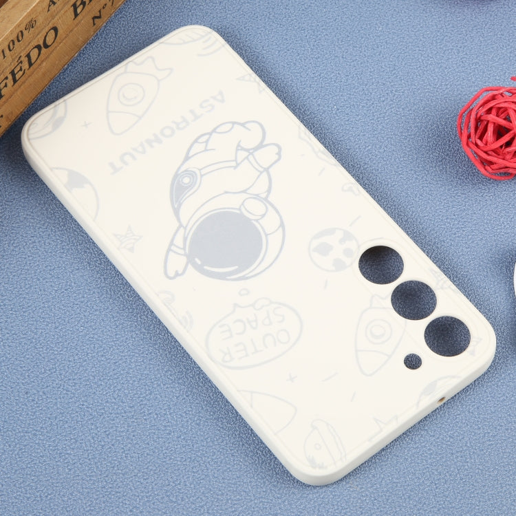 For Samsung Galaxy A22 5G Astronaut Pattern Silicone Straight Edge Phone Case(Flying Astronaut-White) - free shipping - PMC TechLife - Order now!