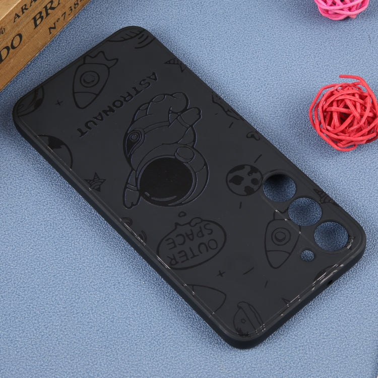For Samsung Galaxy A20 / A30 Astronaut Pattern Silicone Straight Edge Phone Case(Flying Astronaut-Black) - free shipping - PMC TechLife - Order now!