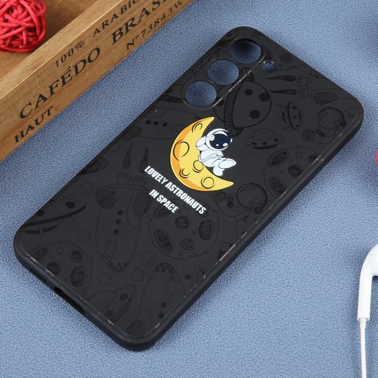 For Samsung Galaxy A21s Astronaut Pattern Silicone Straight Edge Phone Case(Lovely Astronaut-Black) - free shipping - PMC TechLife - Order now!