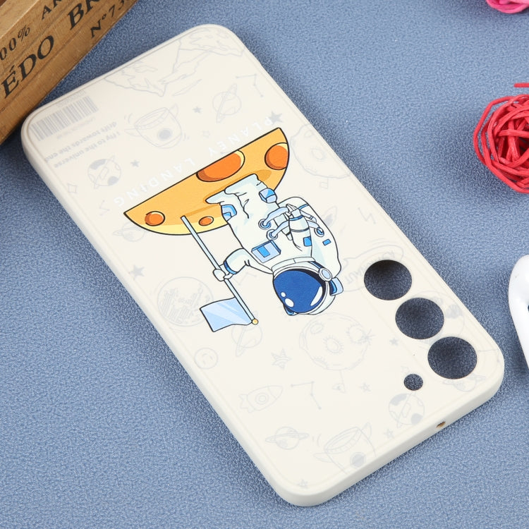 For Samsung Galaxy A21s Astronaut Pattern Silicone Straight Edge Phone Case(Planet Landing-White) - free shipping - PMC TechLife - Order now!