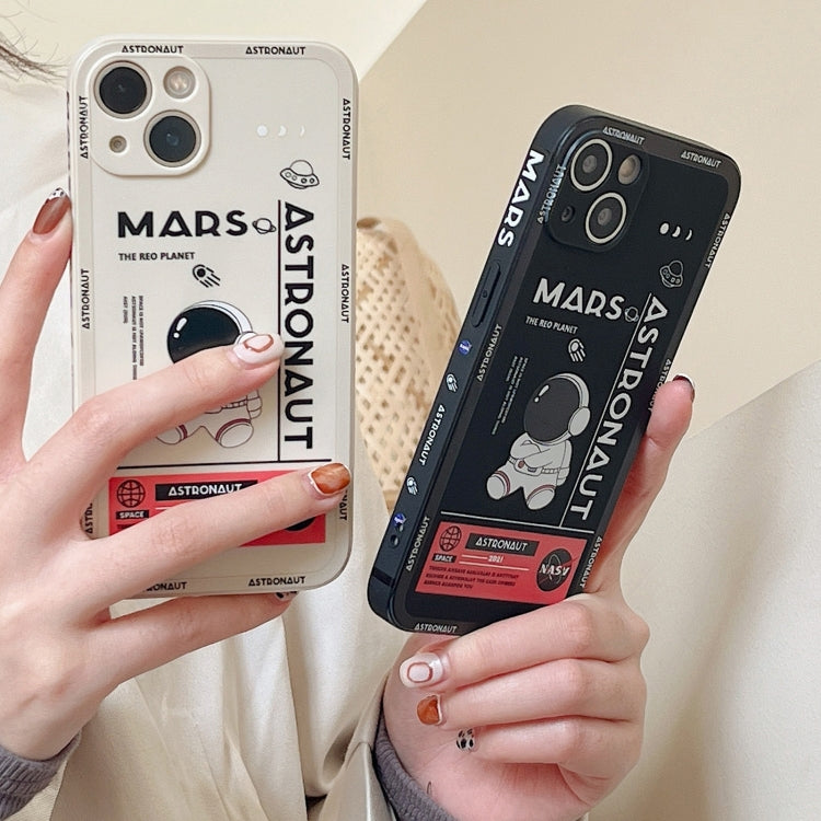 For Samsung Galaxy A50 Astronaut Pattern Silicone Straight Edge Phone Case(Planet Landing-White) - free shipping - PMC TechLife - Order now!