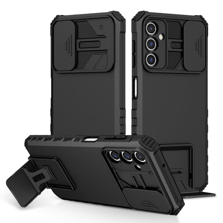 For Samsung Galaxy A14 5G Stereoscopic Holder Sliding Camshield Phone Case(Black) - free shipping - PMC TechLife - Order now!