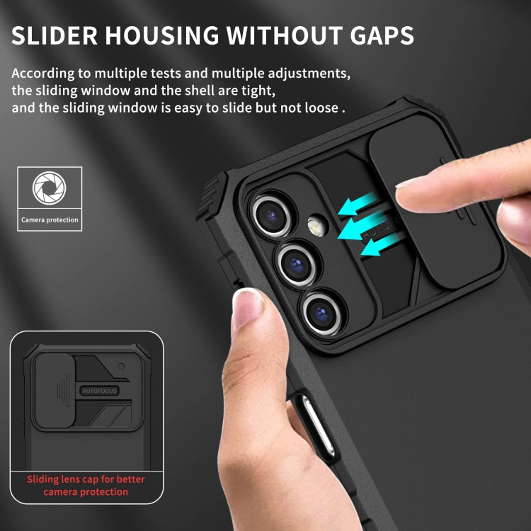 For Samsung Galaxy A14 5G Stereoscopic Holder Sliding Camshield Phone Case(Black) - free shipping - PMC TechLife - Order now!