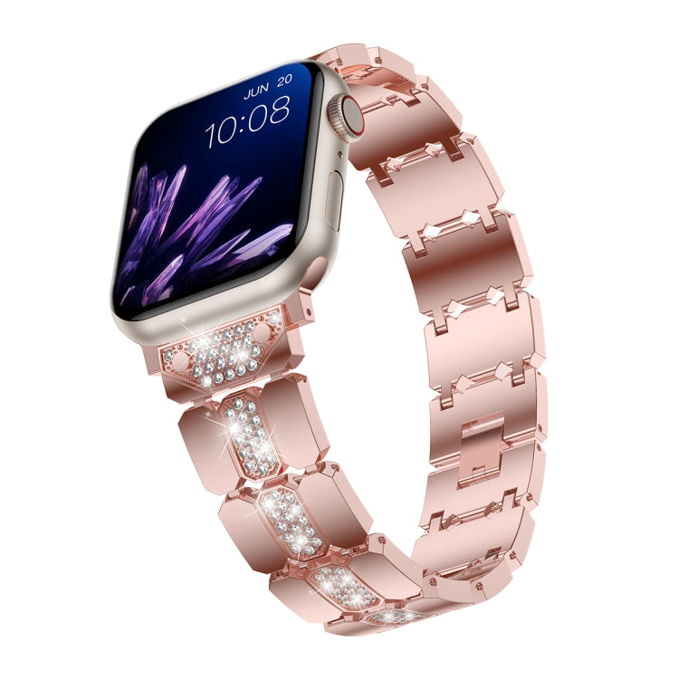 Diamond Metal Watch Band For Apple Watch Ultra 49mm(Pink) - Watch Bands by PMC Jewellery | Online Shopping South Africa | PMC Jewellery