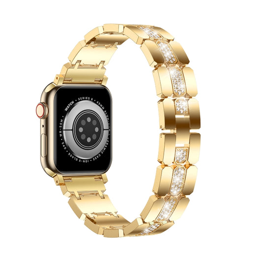 Diamond Metal Watch Band For Apple Watch 8 41mm(Gold) - Watch Bands by PMC Jewellery | Online Shopping South Africa | PMC Jewellery