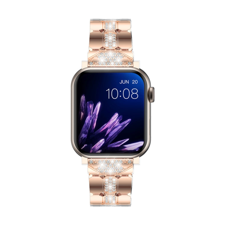 Diamond Metal Watch Band For Apple Watch 8 45mm(Rose Gold) - Watch Bands by PMC Jewellery | Online Shopping South Africa | PMC Jewellery