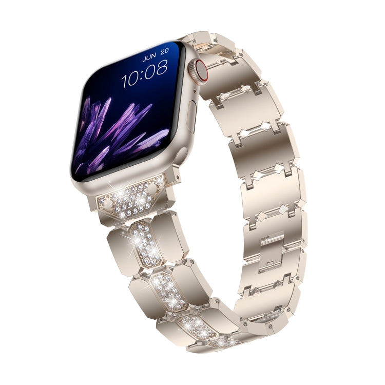 Diamond Metal Watch Band For Apple Watch 7 41mm(Starlight) - Watch Bands by PMC Jewellery | Online Shopping South Africa | PMC Jewellery