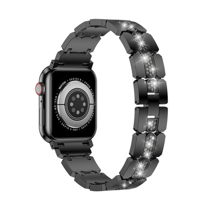 Diamond Metal Watch Band For Apple Watch SE 2022 40mm(Black) - Watch Bands by PMC Jewellery | Online Shopping South Africa | PMC Jewellery