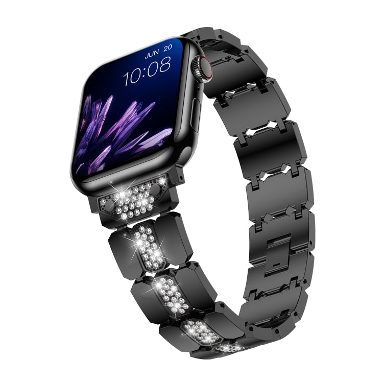 Diamond Metal Watch Band For Apple Watch SE 2022 40mm(Black) - Watch Bands by PMC Jewellery | Online Shopping South Africa | PMC Jewellery