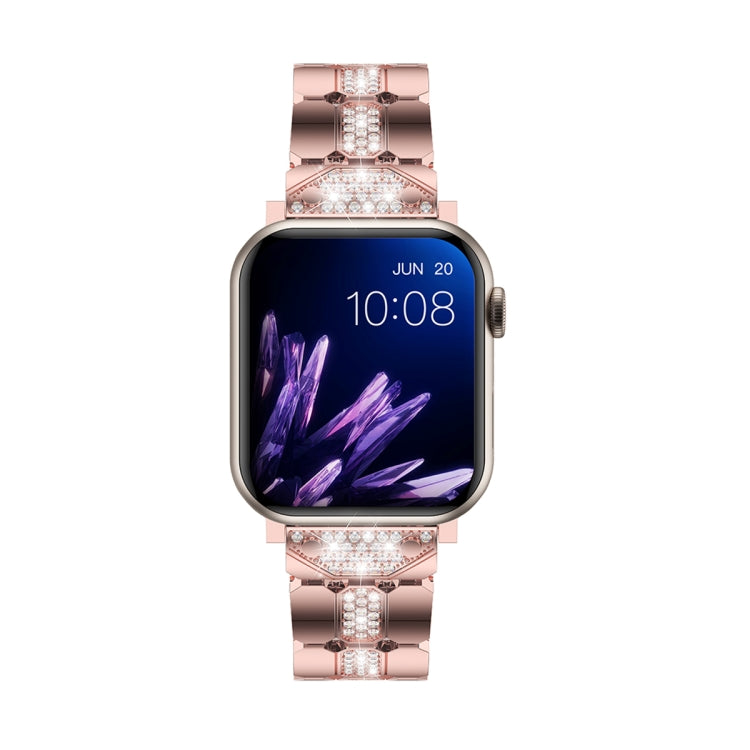 Diamond Metal Watch Band For Apple Watch SE 40mm(Pink) - Watch Bands by PMC Jewellery | Online Shopping South Africa | PMC Jewellery