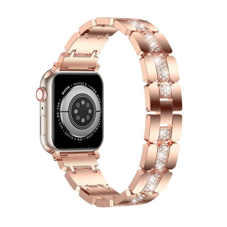 Diamond Metal Watch Band For Apple Watch 4 44mm(Rose Gold) - Watch Bands by PMC Jewellery | Online Shopping South Africa | PMC Jewellery