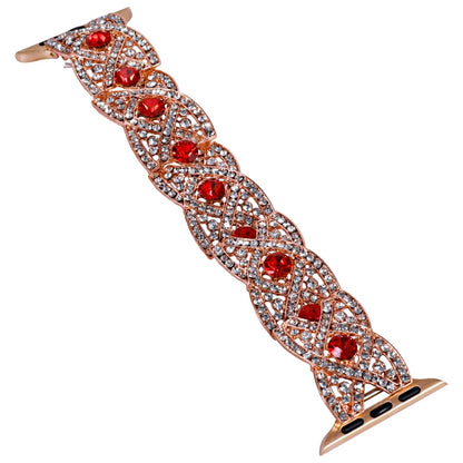 Diamonds Twist Metal Watch Band For Apple Watch SE 40mm(Rose Gold Red) - Watch Bands by PMC Jewellery | Online Shopping South Africa | PMC Jewellery