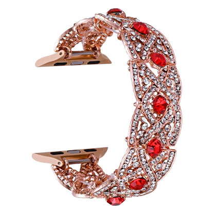 Diamonds Twist Metal Watch Band For Apple Watch SE 44mm(Rose Gold Red) - Watch Bands by PMC Jewellery | Online Shopping South Africa | PMC Jewellery