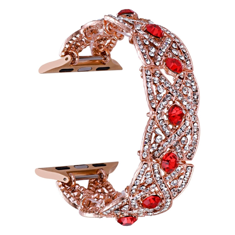 Diamonds Twist Metal Watch Band For Apple Watch 5 40mm(Rose Gold Red) - Watch Bands by PMC Jewellery | Online Shopping South Africa | PMC Jewellery