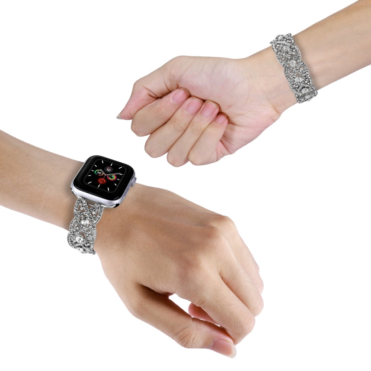 Diamonds Twist Metal Watch Band For Apple Watch 2 38mm(Silver) - Watch Bands by PMC TechLife | Online Shopping South Africa | PMC TechLife