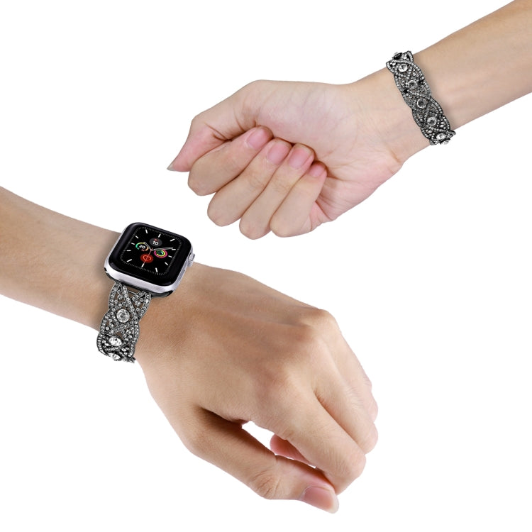 Diamonds Twist Metal Watch Band For Apple Watch 2 42mm(Black) - Watch Bands by PMC TechLife | Online Shopping South Africa | PMC TechLife