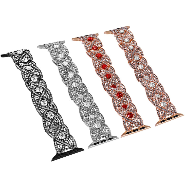 Diamonds Twist Metal Watch Band For Apple Watch SE 40mm(Rose Gold Red) - Watch Bands by PMC Jewellery | Online Shopping South Africa | PMC Jewellery