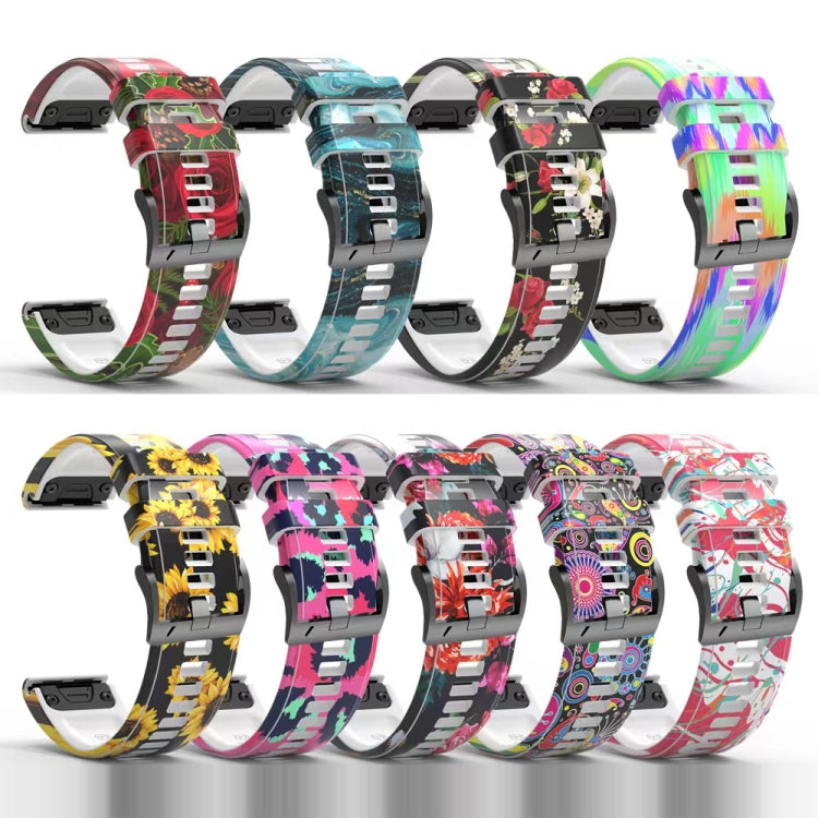 For Garmin  Tactix 7 Pro / Fenix 7X / 6X Pro Printing Quick Release Silicone Watch Band(Colorful) - Watch Bands by PMC Jewellery | Online Shopping South Africa | PMC Jewellery