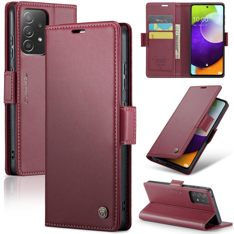 For Samsung Galaxy A52/A52s 5G CaseMe 023 Butterfly Buckle Litchi Texture RFID Anti-theft Leather Phone Case(Wine Red) - Galaxy Phone Cases by CaseMe | Online Shopping South Africa | PMC Jewellery | Buy Now Pay Later Mobicred