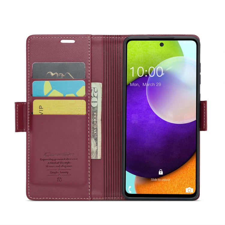 For Samsung Galaxy A52/A52s 5G CaseMe 023 Butterfly Buckle Litchi Texture RFID Anti-theft Leather Phone Case(Wine Red) - Galaxy Phone Cases by CaseMe | Online Shopping South Africa | PMC Jewellery | Buy Now Pay Later Mobicred