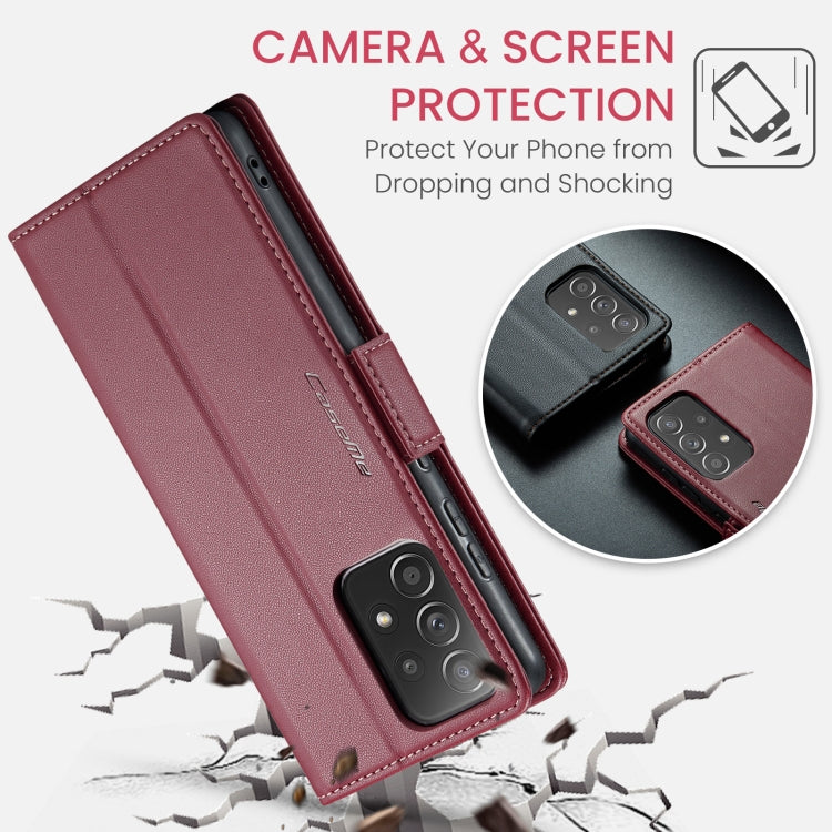 For Samsung Galaxy A52/A52s 5G CaseMe 023 Butterfly Buckle Litchi Texture RFID Anti-theft Leather Phone Case(Wine Red) - Galaxy Phone Cases by CaseMe | Online Shopping South Africa | PMC Jewellery | Buy Now Pay Later Mobicred