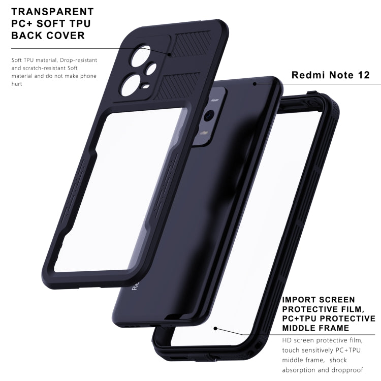 For Xiaomi Redmi Note 12 5G Global RedPepper IP68 Life Waterproof Phone Case(Black) - Xiaomi Cases by RedPepper | Online Shopping South Africa | PMC Jewellery | Buy Now Pay Later Mobicred