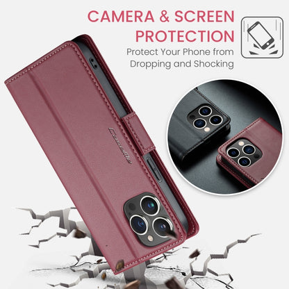 For iPhone 13 Pro Max CaseMe 023 Butterfly Buckle Litchi Texture RFID Anti-theft Leather Phone Case(Wine Red) - iPhone 13 Pro Max Cases by CaseMe | Online Shopping South Africa | PMC Jewellery