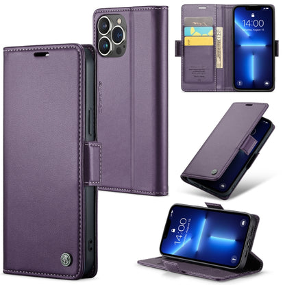 For iPhone 13 Pro Max CaseMe 023 Butterfly Buckle Litchi Texture RFID Anti-theft Leather Phone Case(Pearly Purple) - iPhone 13 Pro Max Cases by CaseMe | Online Shopping South Africa | PMC Jewellery