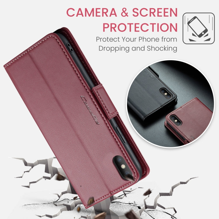 For iPhone XS Max CaseMe 023 Butterfly Buckle Litchi Texture RFID Anti-theft Leather Phone Case(Wine Red) - More iPhone Cases by CaseMe | Online Shopping South Africa | PMC Jewellery