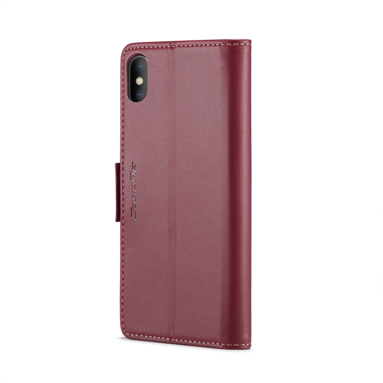 For iPhone XS CaseMe 023 Butterfly Buckle Litchi Texture RFID Anti-theft Leather Phone Case(Wine Red) - More iPhone Cases by CaseMe | Online Shopping South Africa | PMC Jewellery