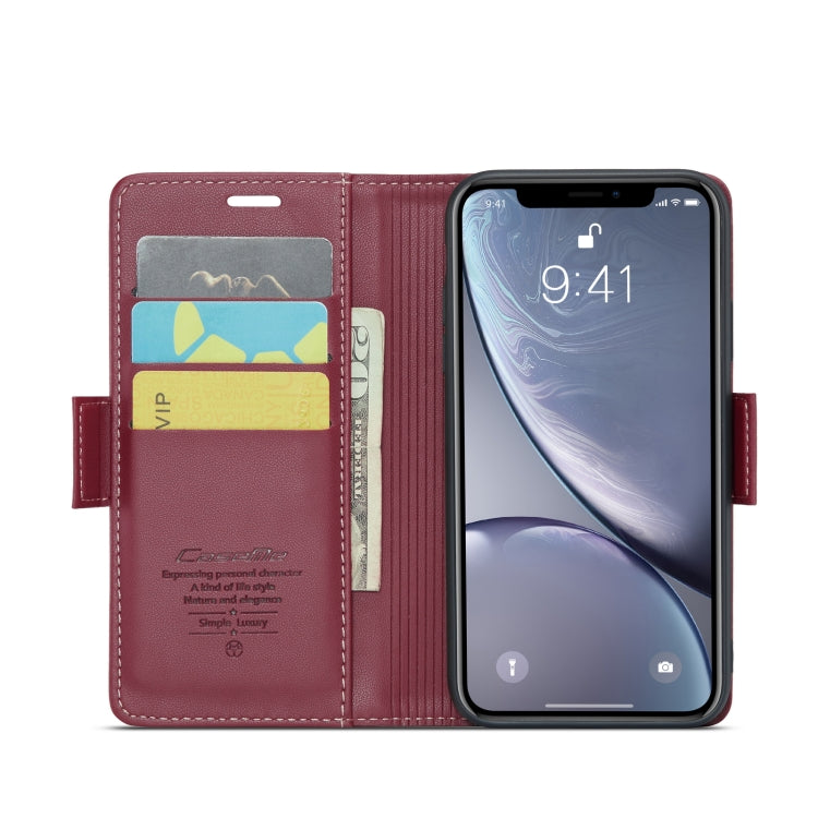 For iPhone XR CaseMe 023 Butterfly Buckle Litchi Texture RFID Anti-theft Leather Phone Case(Wine Red) - More iPhone Cases by CaseMe | Online Shopping South Africa | PMC Jewellery