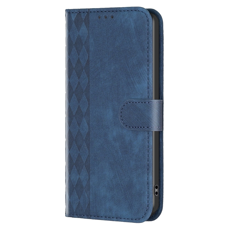 For iPhone 15 Pro Max Plaid Embossed Leather Phone Case(Blue) - iPhone 15 Pro Max Cases by PMC Jewellery | Online Shopping South Africa | PMC Jewellery