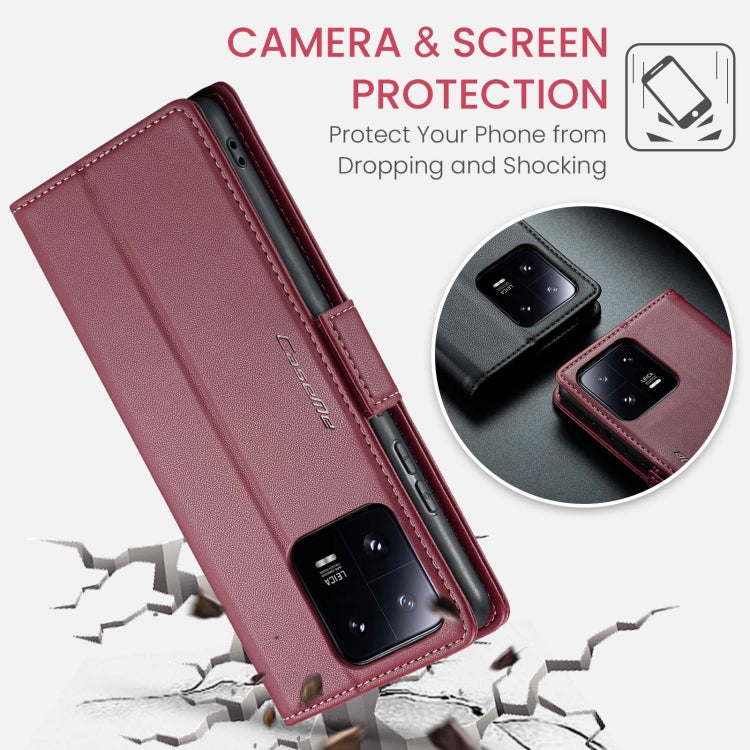 For Xiaomi 13 Pro CaseMe 023 Butterfly Buckle Litchi Texture RFID Anti-theft Leather Phone Case(Wine Red) - 13 Pro Cases by CaseMe | Online Shopping South Africa | PMC Jewellery