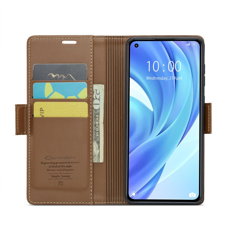 For Xiaomi Mi 11 Lite CaseMe 023 Butterfly Buckle Litchi Texture RFID Anti-theft Leather Phone Case(Brown) - Xiaomi Cases by CaseMe | Online Shopping South Africa | PMC Jewellery