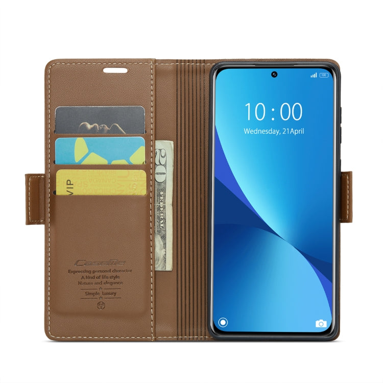 For Xiaomi 12 / 12X / 12S CaseMe 023 Butterfly Buckle Litchi Texture RFID Anti-theft Leather Phone Case(Brown) - 12 Cases by CaseMe | Online Shopping South Africa | PMC Jewellery