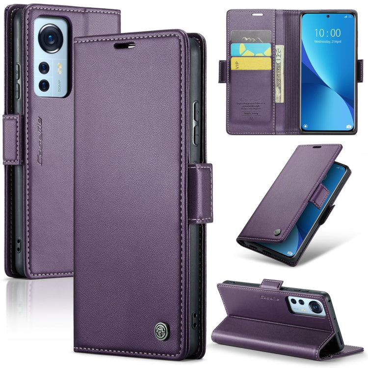 For Xiaomi 12 / 12X / 12S CaseMe 023 Butterfly Buckle Litchi Texture RFID Anti-theft Leather Phone Case(Pearly Purple) - 12 Cases by CaseMe | Online Shopping South Africa | PMC Jewellery