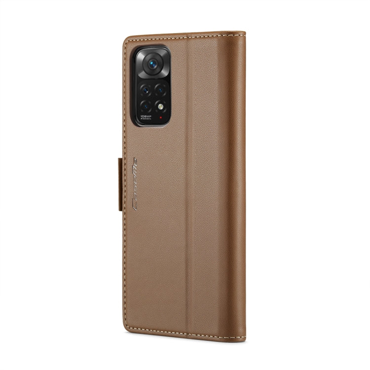 For Xiaomi Redmi Note 11 4G Global/Note 11S Global CaseMe 023 Butterfly Buckle Litchi Texture RFID Anti-theft Leather Phone Case(Brown) - Xiaomi Cases by CaseMe | Online Shopping South Africa | PMC Jewellery